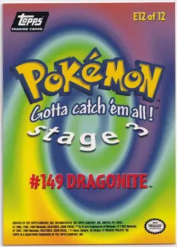 Pokemon Dragonite #149 TOPPS Black Logo No. E12/12 English TV Movie Card - Image 2