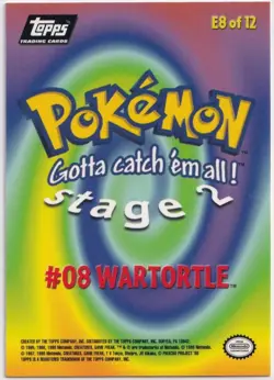 Pokemon Wartortle #08 TOPPS Black Logo No. E8/12 English TV Movie Card - Image 2