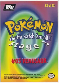 Pokemon Venusaur #03 TOPPS Black Logo No. E3/12 English TV Movie Card - Image 2
