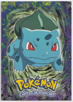 Pokemon Bulbasaur #01 TOPPS Black Logo No. E1/12 English TV Movie Card - Image 1