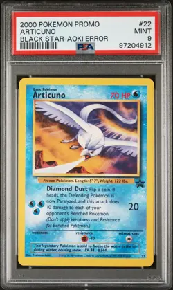 2000 Pokemon Black Star Promo Articuno #22 Aoki Error PSA 9 MINT WOTC Vintage - Image 1
