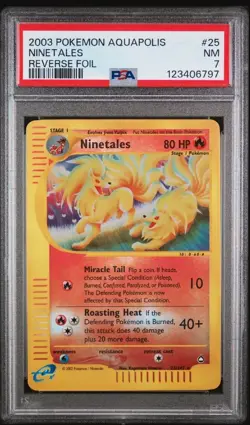 Pokemon Ninetales 2003 Aquapolis Reverse Holo Rare #25 PSA 7 NM 🔥New Cert🔥 - Image 1