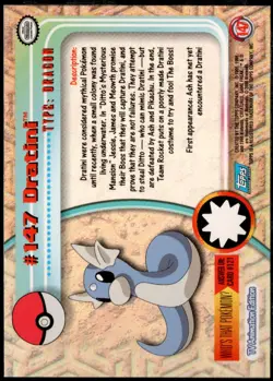 2000 Topps Pokemon TV Animation Edition Series 3 Holo Foil #147 Dratini - Image 2