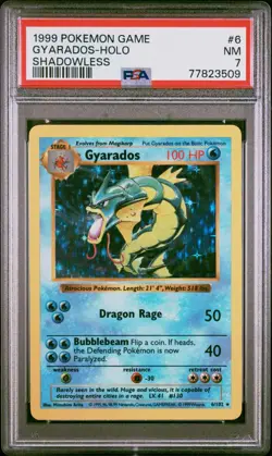 [PSA 7] Gyarados 6/102 Base Set Shadowless Holo Rare Vintage WOTC Pokemon Card - Image 1