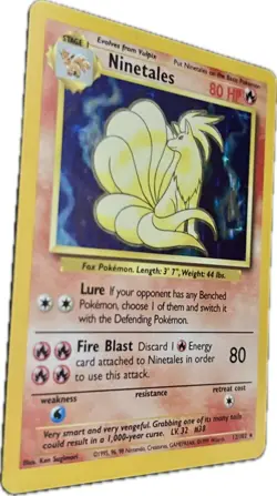 Pokemon TCG Ninetales Base Set 12/102 Unlimited Holographic Holofoil Rare NM - Image 2