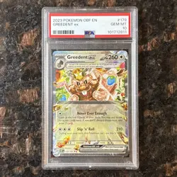2023 Pokemon OBF EN Greedent ex #179 PSA GEM MT 10 - Image 1