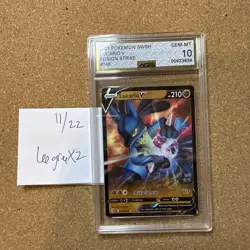 2021 Pokemon Lucario V 146/264 Fusion Strike Sword & Shield AGS 10 GEM MINT FS - Image 2