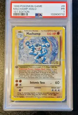 Machamp Holo 1st Edition Base Set PSA 1 Pokemon TCG #8/102 - Image 1