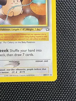 Cleffa 20/111 Rare Neo Genesis Non Holo Pokemon Card - NM - Image 4