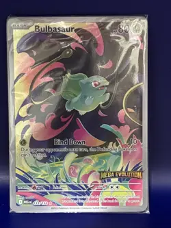 POKEMON MEGA EVOLUTION MEG EN #133/132 BULBASAUR BOX TOPPER STAMP PROMO - Image 1