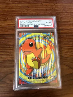 2000 Topps Pokemon TV Animation Series 2 Stick-Ons Charmander PSA 6 - Image 3