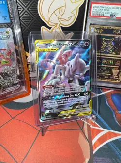 Pokemon TCG Mewtwo & Mew GX SM191 Holo Damaged - Image 1