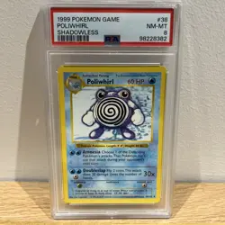 1999 Pokemon Poliwhirl Shadowless base set 38/102 PSA 8 - Image 1
