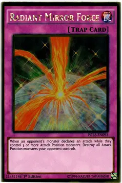 Yugioh! LP Radiant Mirror Force - PGL3-EN093 - Gold Rare - 1st Edition Lightly P - Image 1