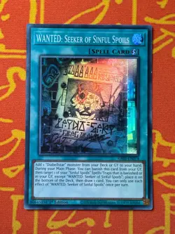 YUGIOH WANTED: SEEKER OF SINFUL SPOILS SUPER RARE 1ST NM RA03-EN074 - Image 1
