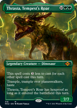 Thrasta, Tempest's Roar - Borderless Magic mtg Light Play, English Modern Horizo - Image 1