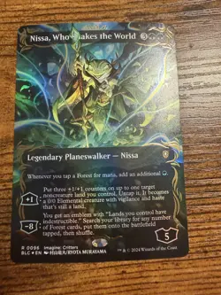 MTG Magic The Gathering Anime Nissa Who Shakes the World Borderless Raised Foil - Image 1
