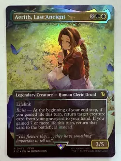 MTG Magic Final Fantasy 7 AERITH LAST ANCIENT 0471 Chocobo Track Foil Promo Card - Image 1