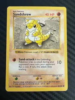 Pokemon Shadowless Sandshrew 62/102 Base Set Unlimited DMG - Image 1