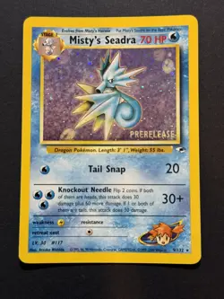 Misty's Seadra (Prerelease) 009/132 Wotc Promo Holo Rare Pokemon Card NM - Image 1