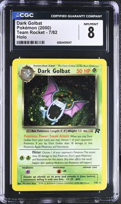 CGC 8 NM/MINT Dark Golbat 2000 Team Rocket 7/82 Holo Rare Pokemon Card 🌀SWIRL🌀 - Image 1