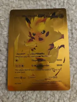 2024 Pokemon Gold Foil Fan Art Card BASIC Ultra Pikachu GX Hp 1500000 - Image 1