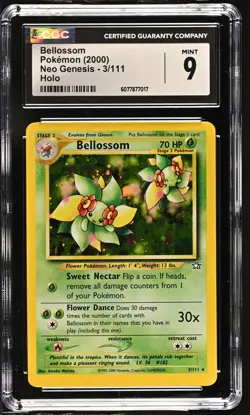 CGC 9 MINT Bellossom 2000 Neo Genesis 3/111 Holo Pokemon Card - Image 1
