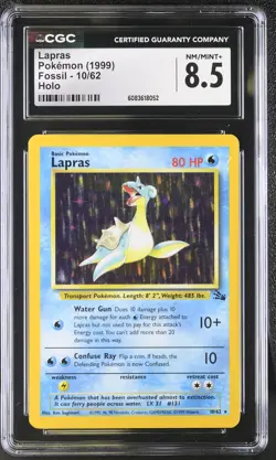 CGC 8.5 Lapras 1999 Fossil 10/62 Holo Pokemon Card - Image 1