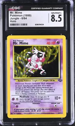 CGC 8.5 Mr. Mime 1999 Jungle 6/64 Holo Pokemon Card - Image 1