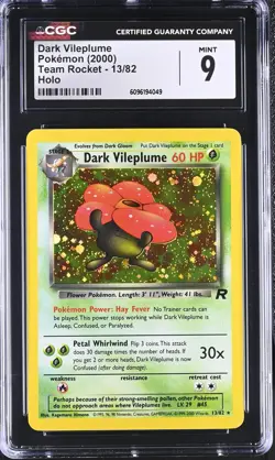 CGC 9 MINT Dark Vileplume 2000 Team Rocket 13/82 Holo Pokemon Card - Image 1
