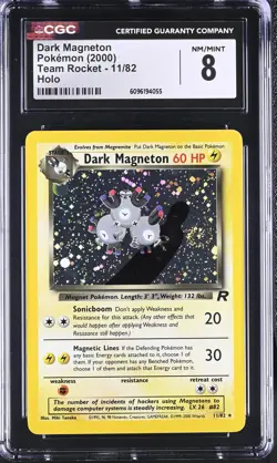 CGC 8 Dark Magneton 2000 Team Rocket 11/82 Holo SWIRL Pokemon Card - Image 1
