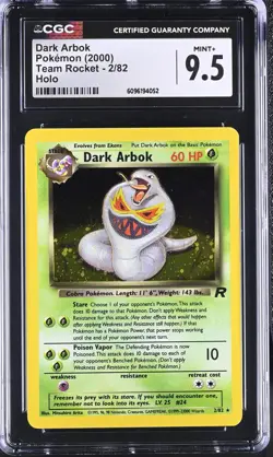 CGC 9.5 MINT+ Dark Arbok 2000 Team Rocket 2/82 Holo Pokemon Card - Image 1