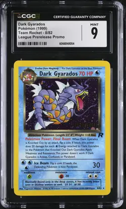 CGC 9 MINT Dark Gyarados 1999 Team Rocket Prerelease 8/82 Holo Pokemon Card - Image 1