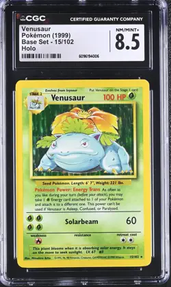 CGC 8.5 Venusaur 1999 Base Set 15/102 Holo Pokemon Card - Image 1