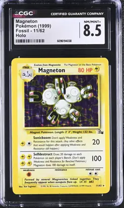 CGC 8.5 Magneton 1999 Fossil 11/62 Holo Pokemon Card - Image 1