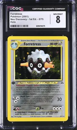 CGC 8 Forretress Neo Discovery 1st Edition 2/75 Holo Pokemon Card - Image 1
