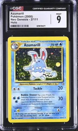 CGC 9 MINT Azumarill 2000 Neo Genesis 2/111 Holo SWIRL Pokemon Card - Image 1