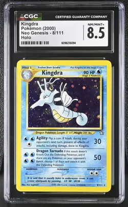CGC 8.5 Kingdra 2000 Neo Genesis 8/111 Holo SWIRL Pokemon Card - Image 1