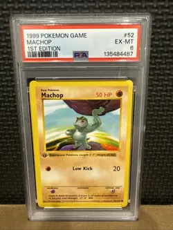 1999 Base Set 1st Edition Rare Machop Pokemon PSA 6 52/102 - Image 1