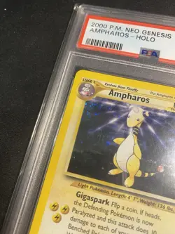 2000 POKEMON NEO GENESIS #1 AMPHAROS-HOLO PSA 8 - SWIRL! - Image 3