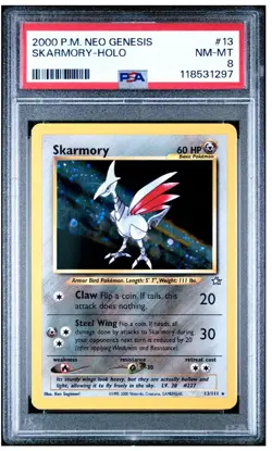 2000 Pokemon Skarmory 13/111 Neo Genesis Holo PSA 8 - Image 1