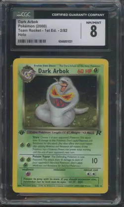 Pokemon TCG Dark Arbok 2/82 Team Rocket 1st Edition Holo Rare CGC 8 - Image 1