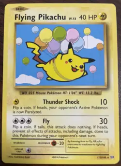 Pokemon TCG Flying Pikachu 110/108 Evolutions Card Regular Secret Rare 2016 NM - Image 1