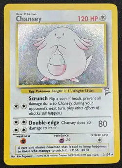 Chansey Holo Rare 3/130 Base Set 2 Pokemon Card MP - Image 1