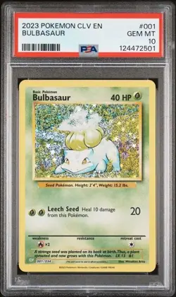 2023 POKEMON CLV-TRADING CARD GAME CLASSIC #001 BULBASAUR PSA 10 - Image 1