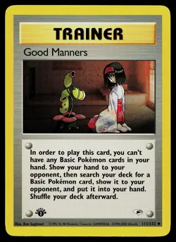 Pokemon Card - Good Manners Gym Heroes 111/132 Uncommon 1st Edition - Image 1