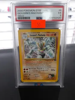 Pokemon Gym Challenge Giovanni's Machamp Holo Card 6/132 PSA 5 - Image 1
