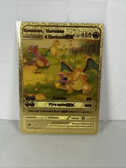 Pokemon Charmander, Charmeleon & Charizard GX Gold Foil Fan Art Card 1/1 Rare! - Image 1