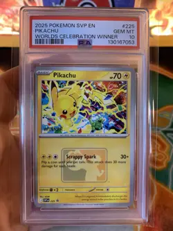 2025 Pokemon Pikachu SVP225 Worlds Celebration Tournament Winner Promo - PSA 10 - Image 2
