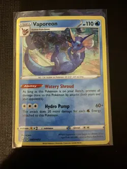 Pokemon TCG Vaporeon SWSH072 Black Star Promo Ultra Rare Holo Card - Image 1
